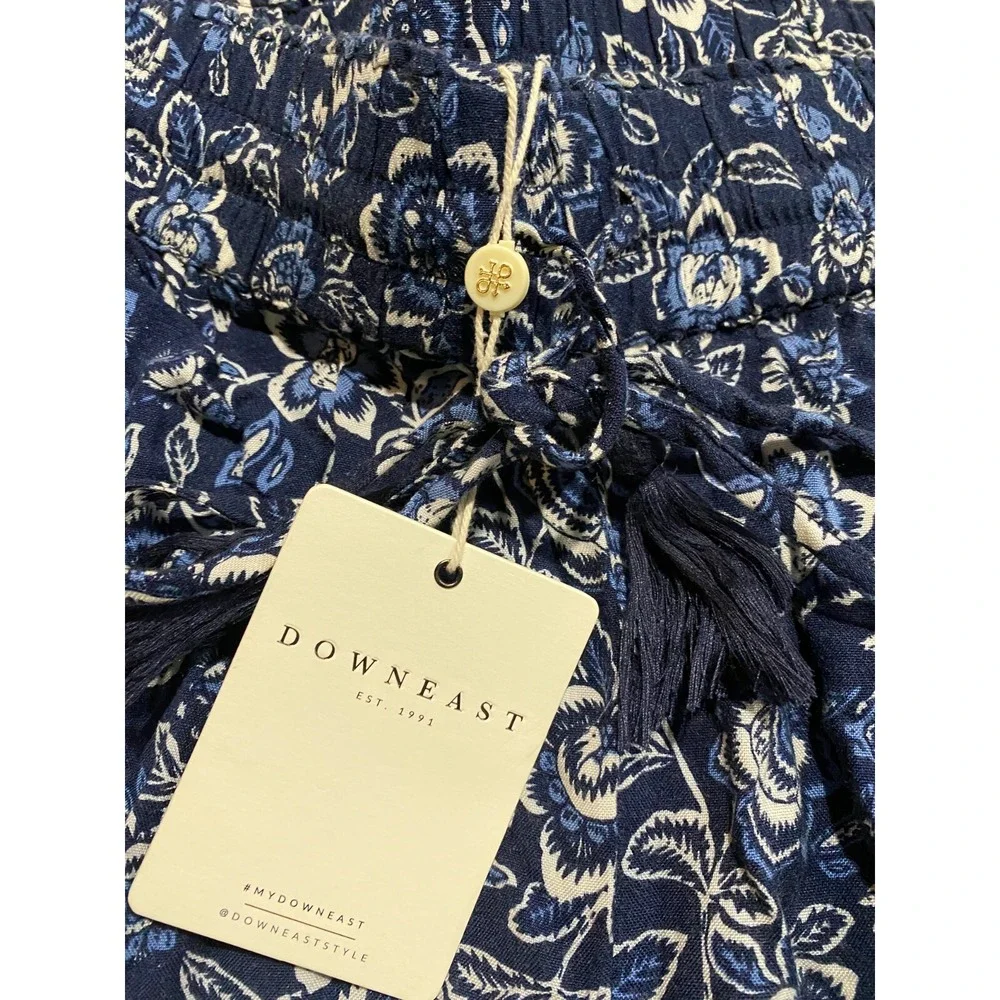 Down East Daily Flared Womens Flare Fall Floral Pants Size XL Blue Floral NWT!